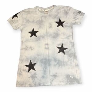PINK VICTORIA’S SECRET Women’s Gray Tie Dye Star Short Sleeve T-Shirt Size XS